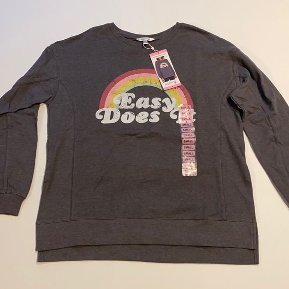 Wildfox Tops - Wildfox Small Easy Does It Graphic Charcoal Statement Sweatshirt New (T)